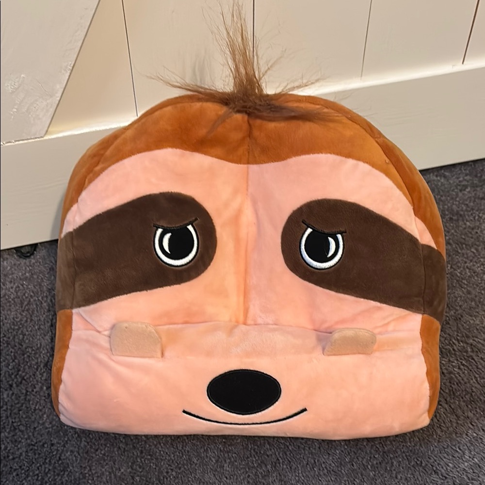 Sloth Plush Pillow - Brown and Pink